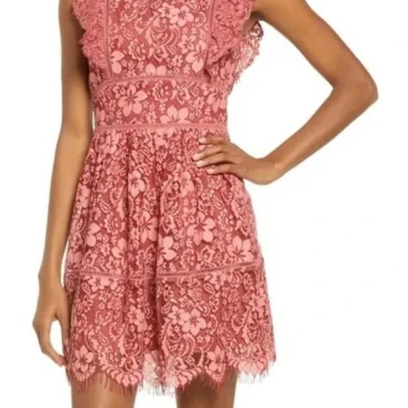 Adelyn Rae Women's Alisa Dusky Rose Lace Cocktail Minidress Size S - Picture 3 of 9